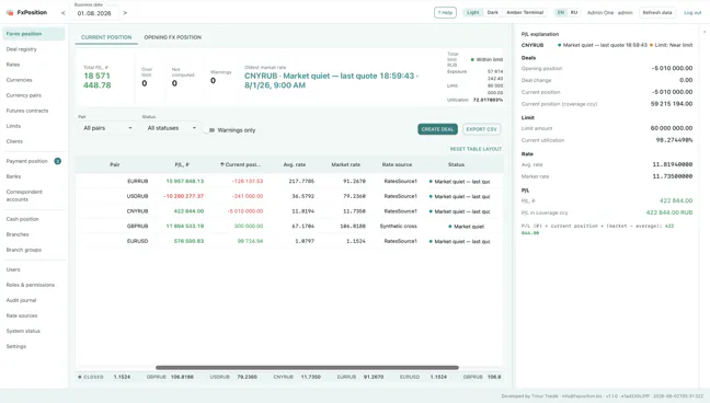 FxPosition FX position screen